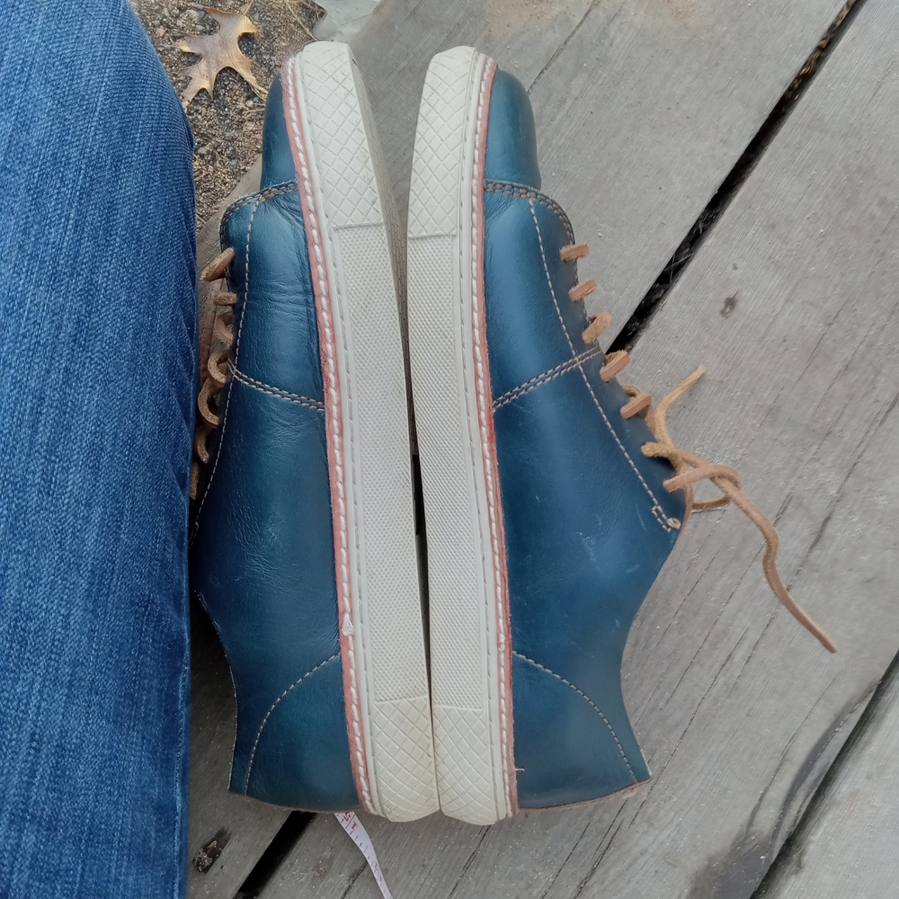 Frye Walker Low Top Navy Leather Sneakers Men Shoes Size 9 - Picture 7 of 8